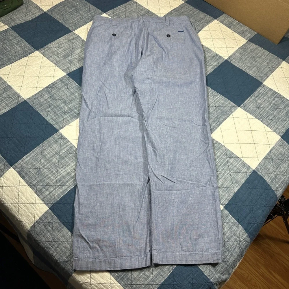 IZOD Mens Lightweight Chambray Pants Stretch Straight Leg Blue 34x30